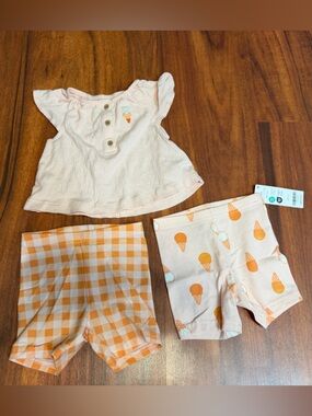 Carter's Peach Gingham & Ice Cream Shorts Set